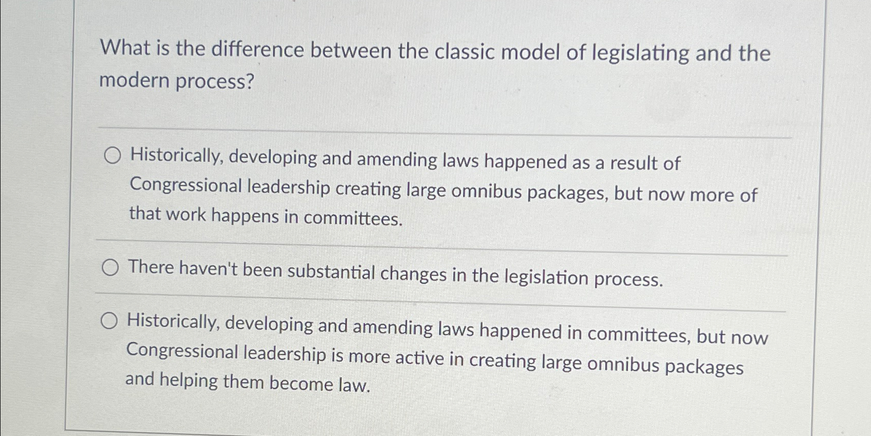  What is the difference between the classic model of legislating and