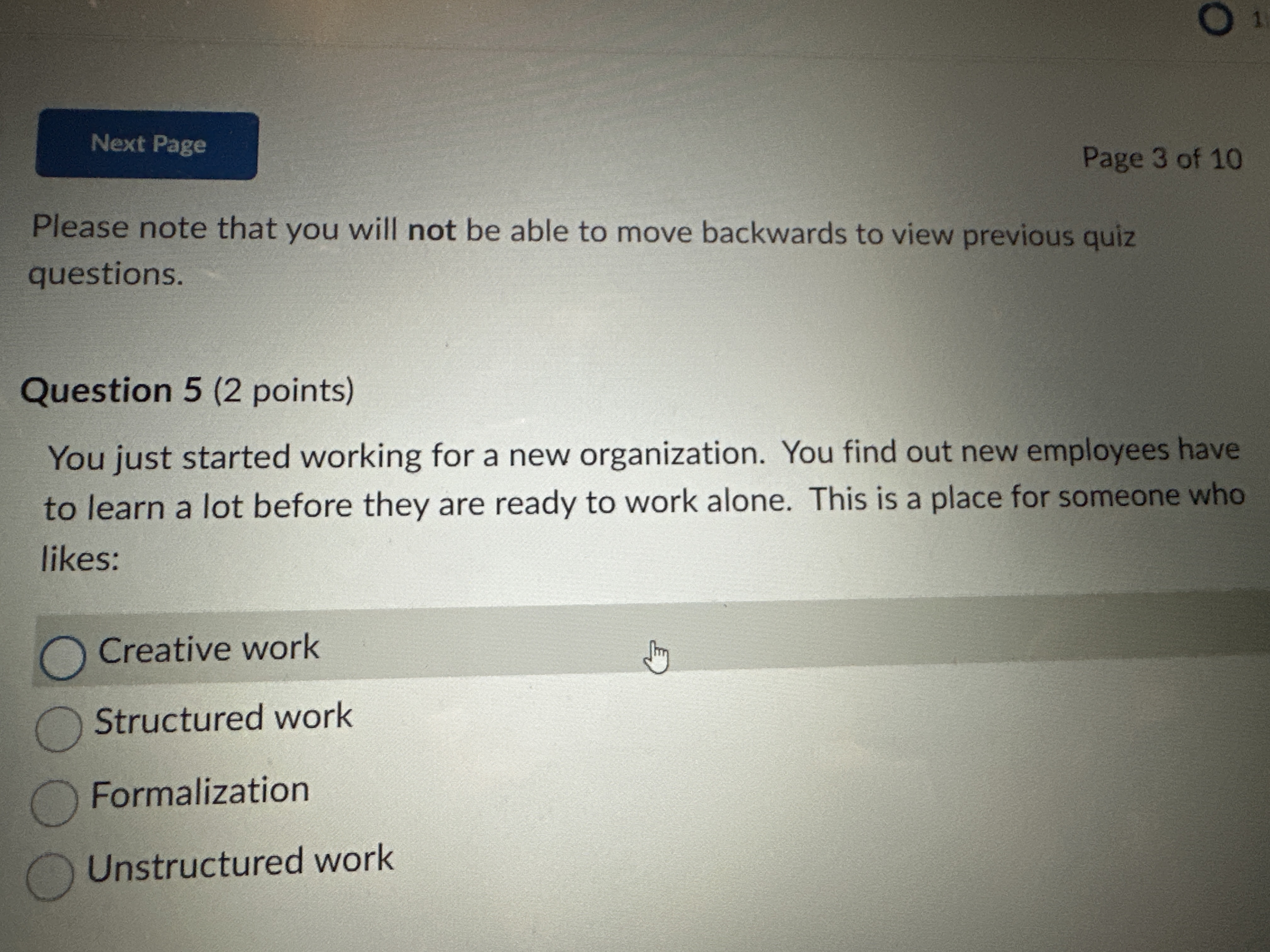 Please note that you will not be able to move backwards