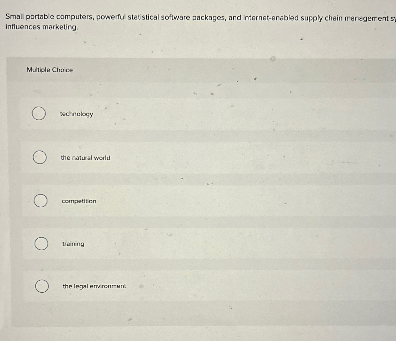  Small portable computers, powerful statistical software packages, and internet-enabled supply chain