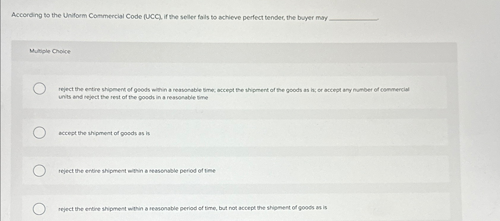  According to the Uniform Commercial Code (UCC), if the seller fails