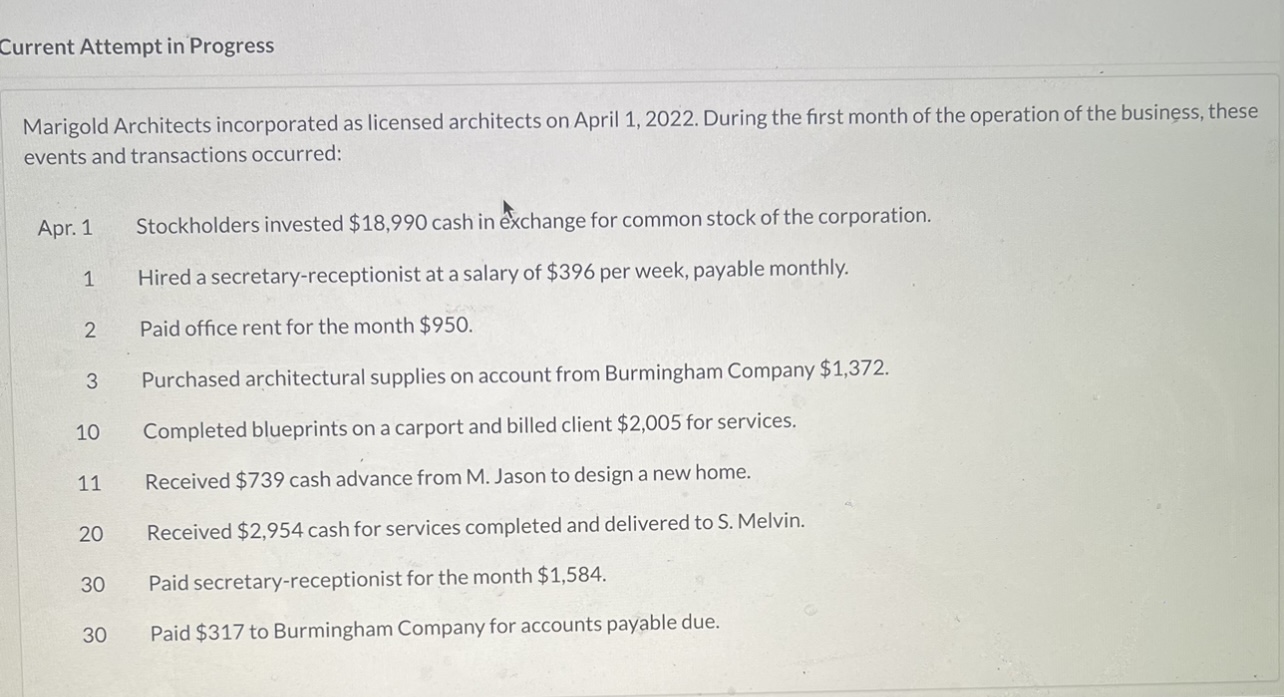  Current Attempt in Progress Marigold Architects incorporated as licensed architects on