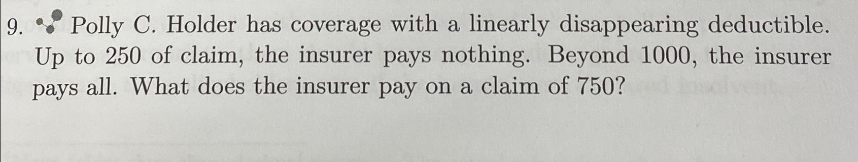  Polly C. Holder has coverage with a linearly disappearing deductible. Up