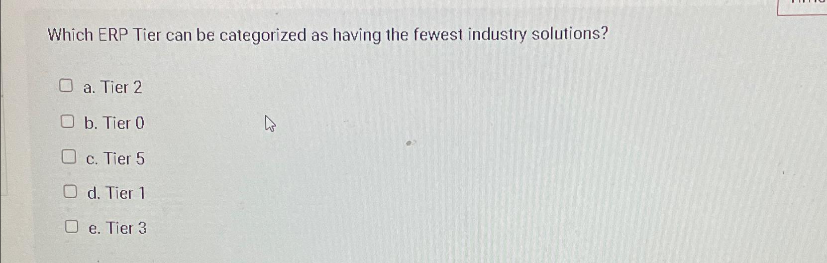  Which ERP Tier can be categorized as having the fewest industry