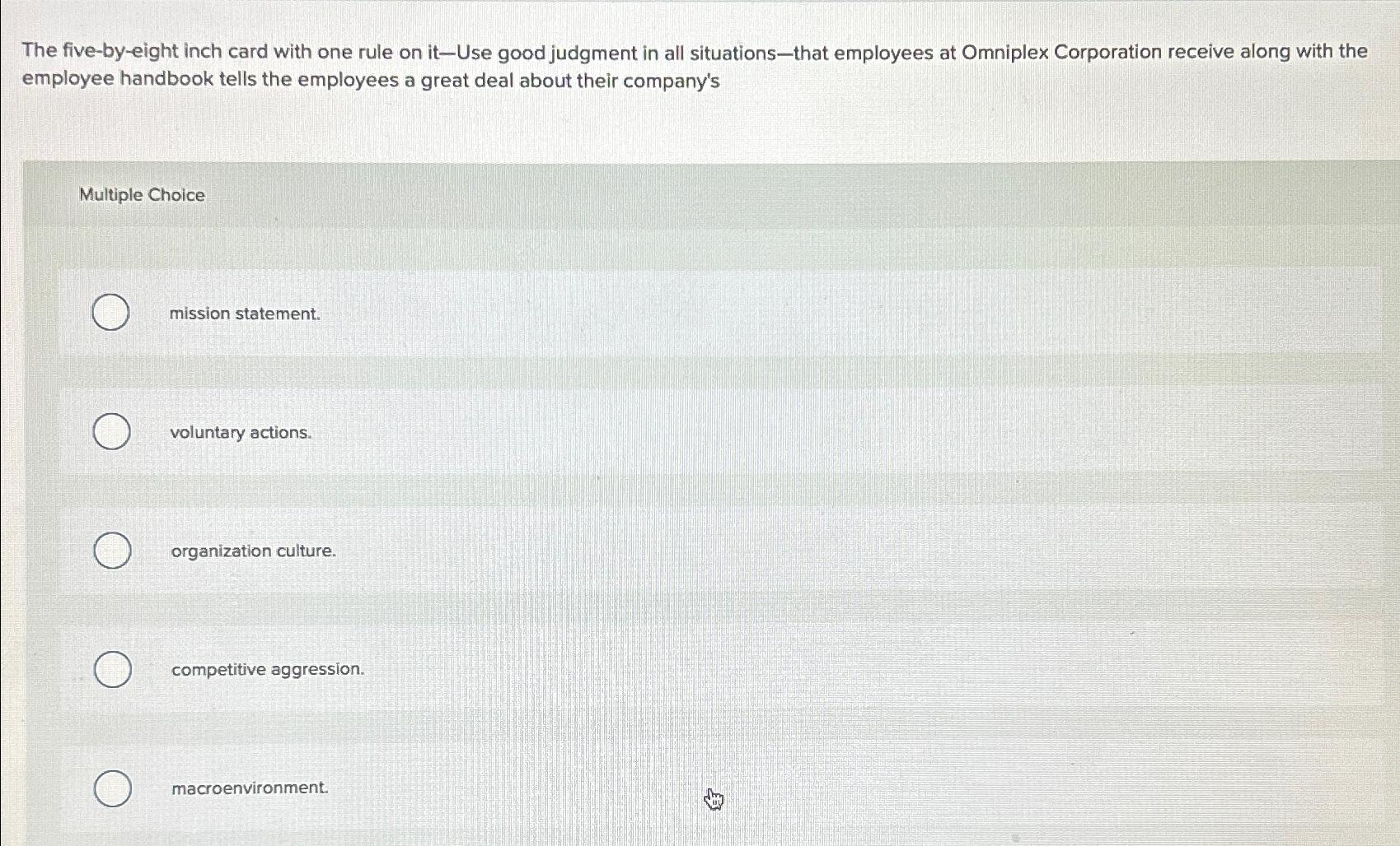  The five-by-eight inch card with one rule on it-Use good judgment