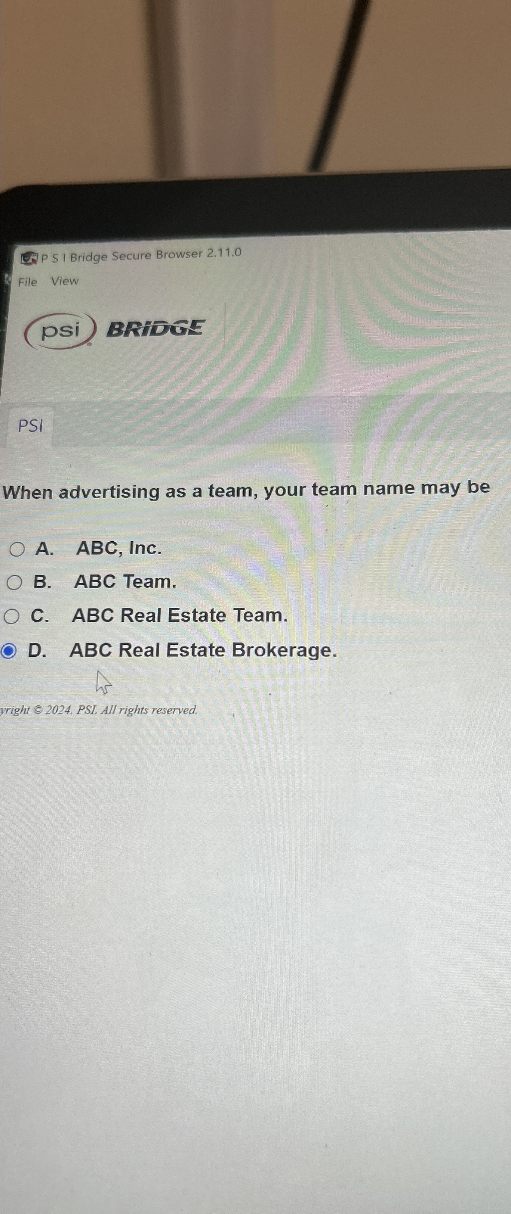  E. P S I Bridge Secure Browser 2.11.0 File View PSi.
