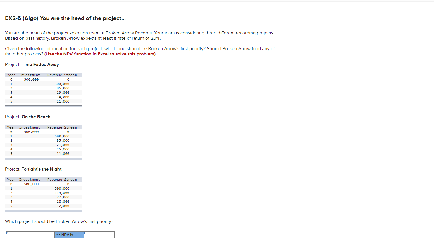  Which project should be Broken Arrow's first priority? Which is the
