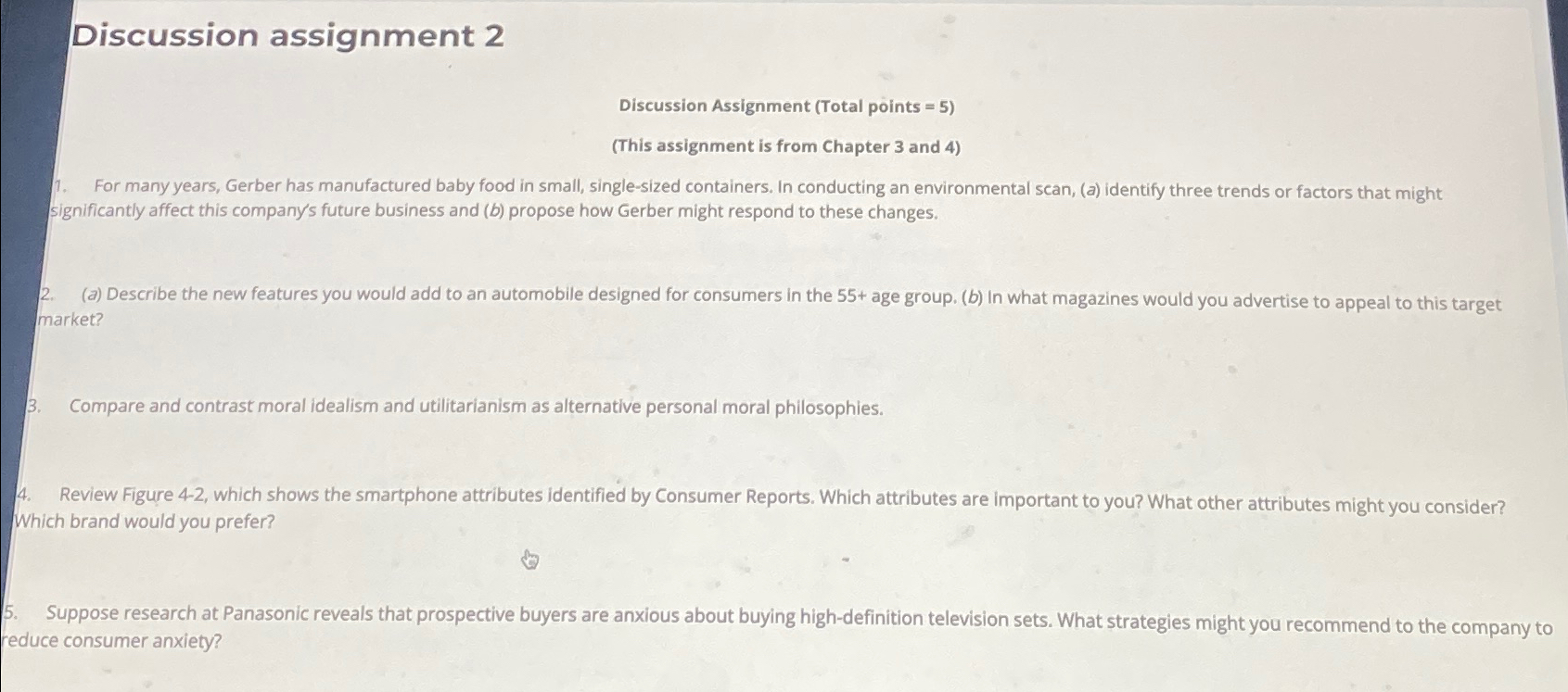  Discussion assignment 2 Discussion Assignment (Total points =5) (This assignment is