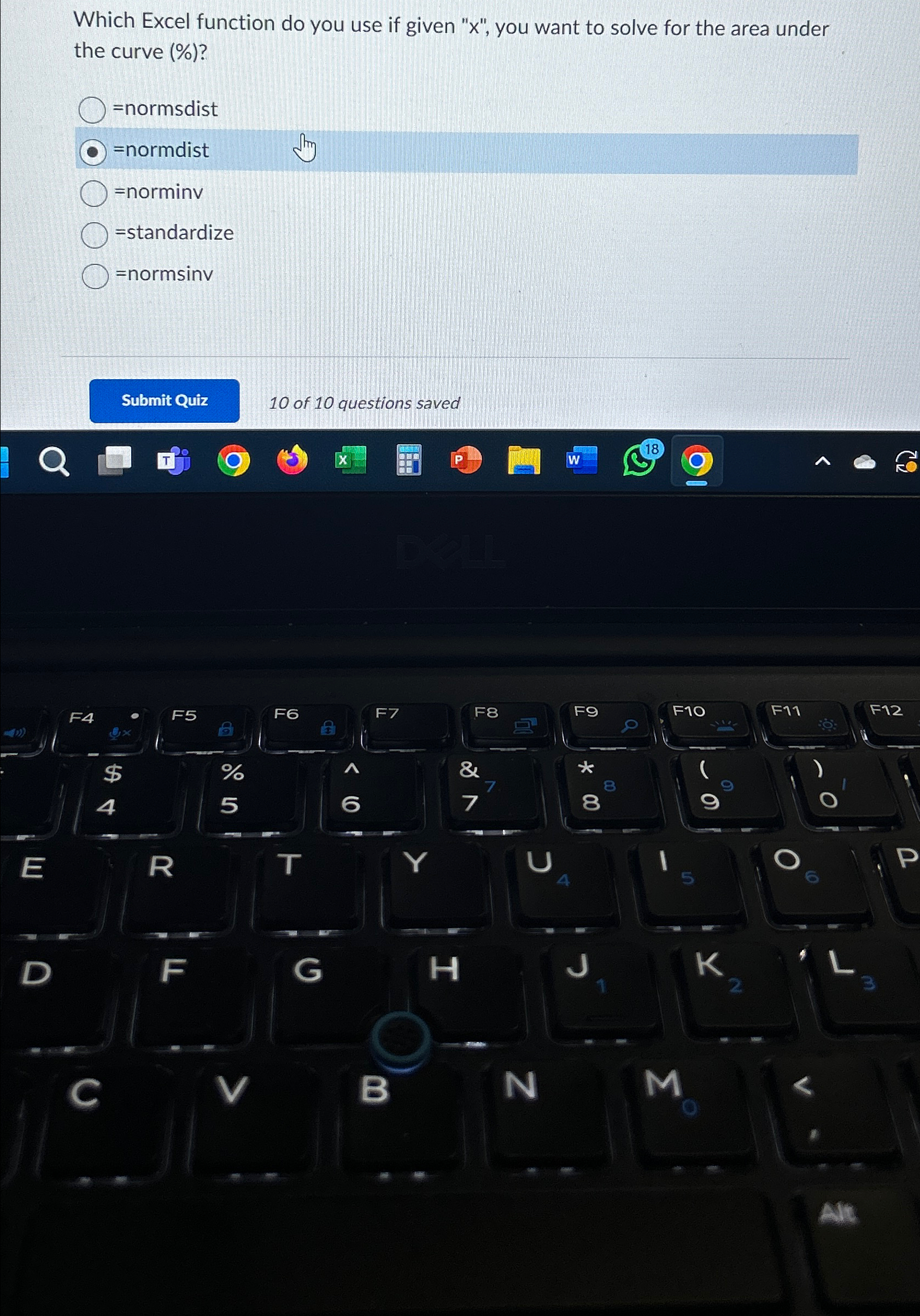  Which Excel function do you use if given "x", you want