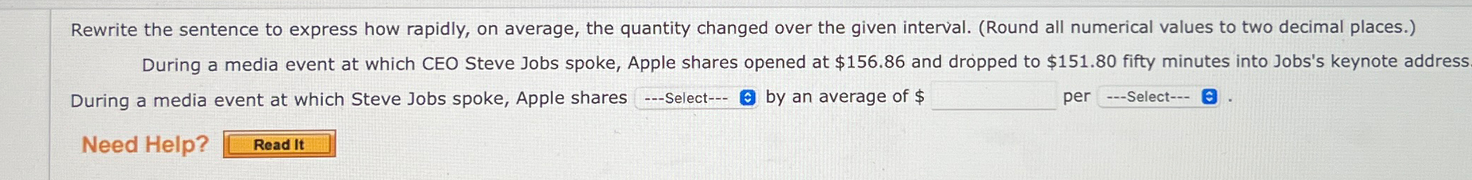  Rewrite the sentence to express how rapidly, on average, the quantity