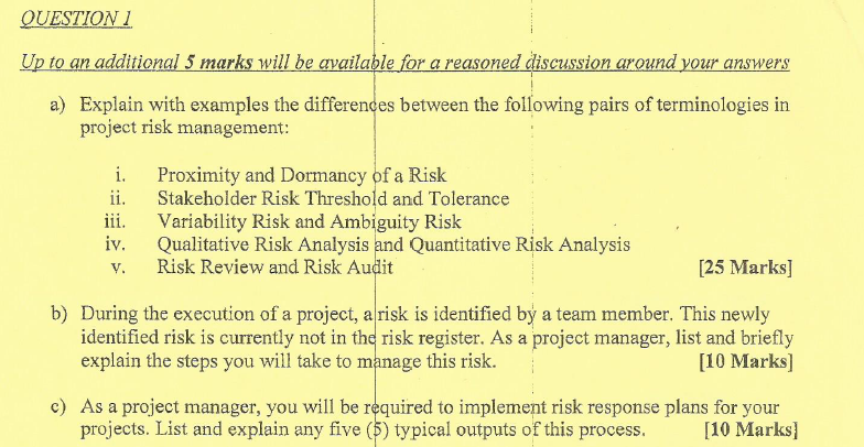  QUESTION 1 Up to an additional 5 marks will be available