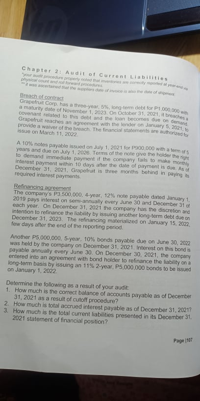  Chapter 2: Audit of Current Liabilities "your audit procedure properly noted