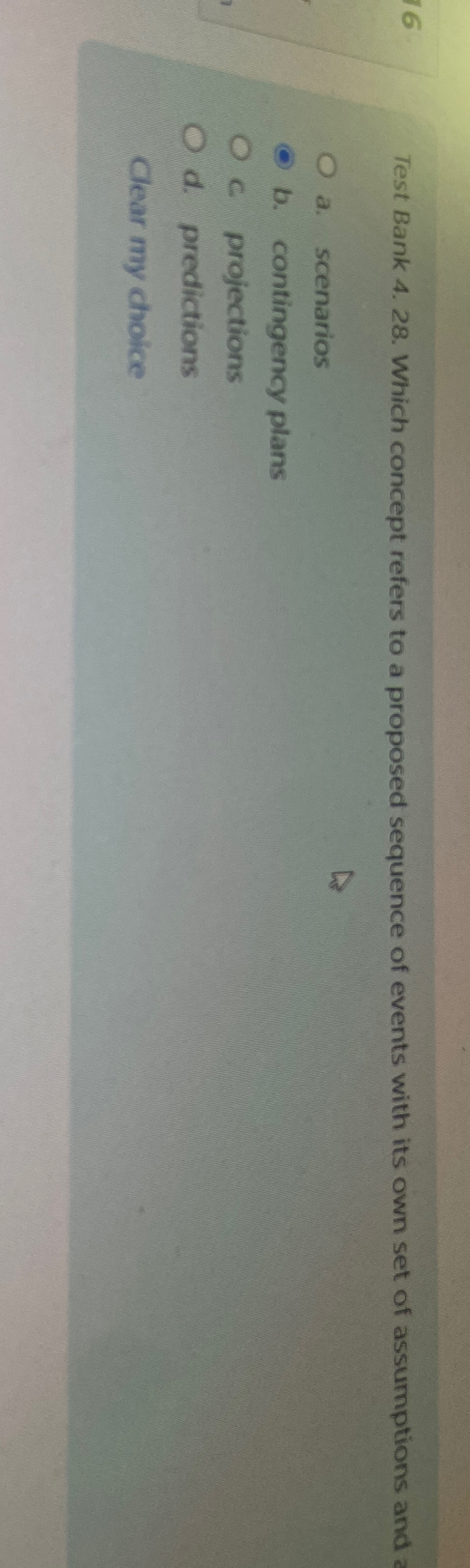  Test Bank 4.28. Which concept refers to a proposed sequence of