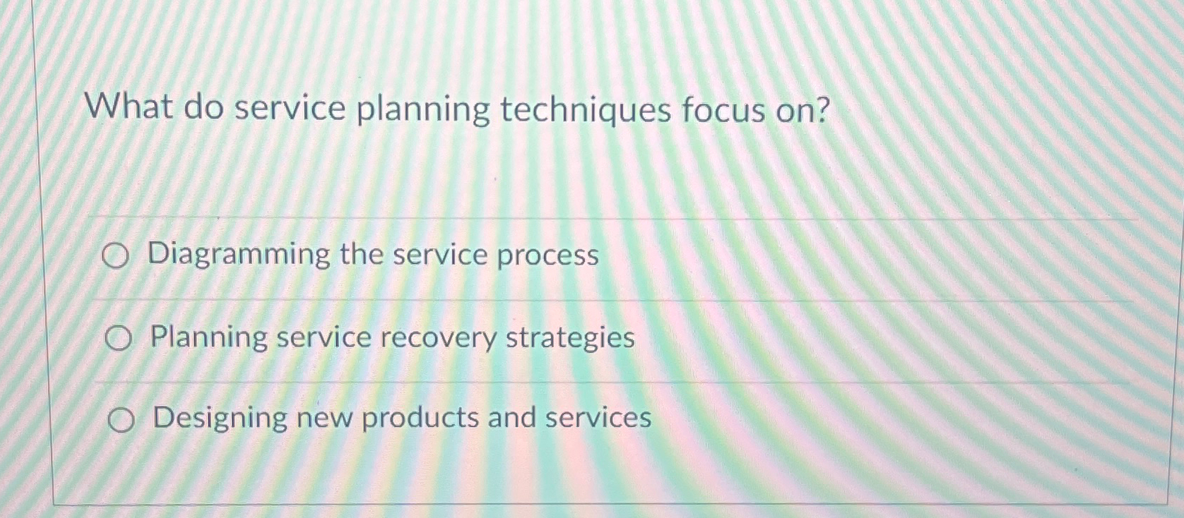  What do service planning techniques focus on? Diagramming the service process