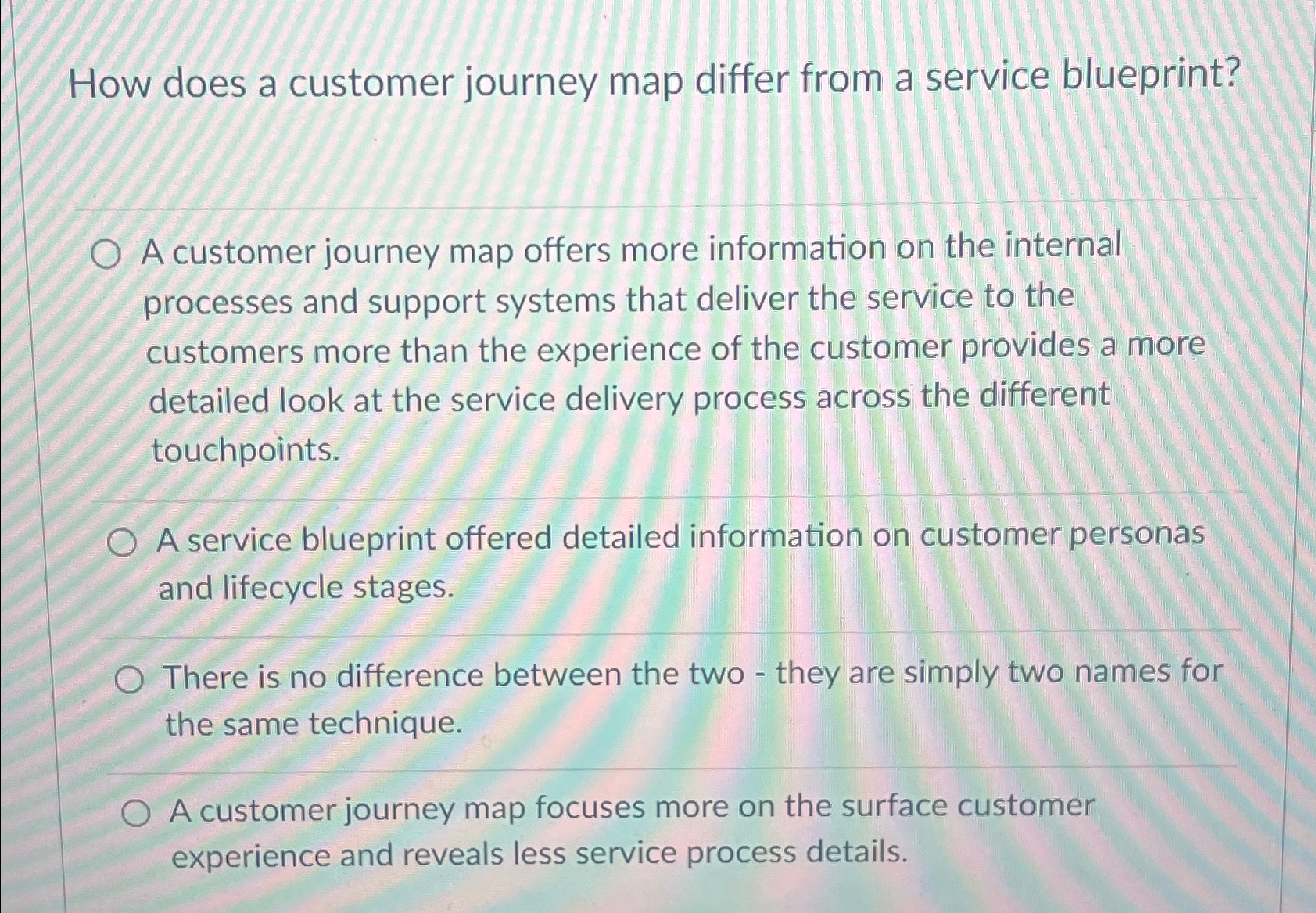  How does a customer journey map differ from a service blueprint?