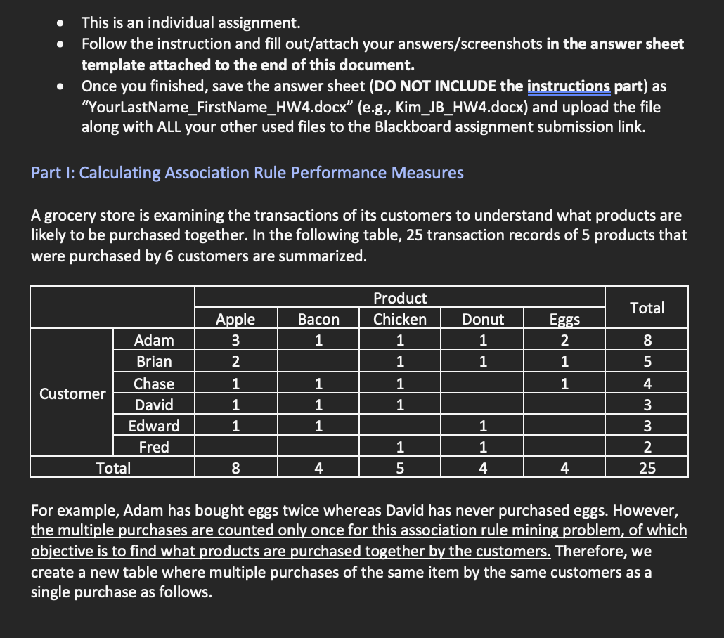  - This is an individual assignment. - Follow the instruction and