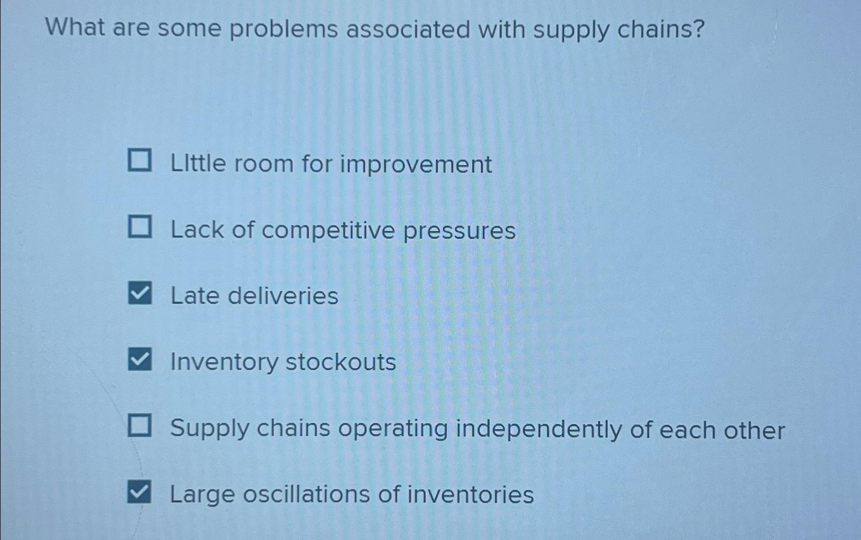  What are some problems associated with supply chains? Little room for
