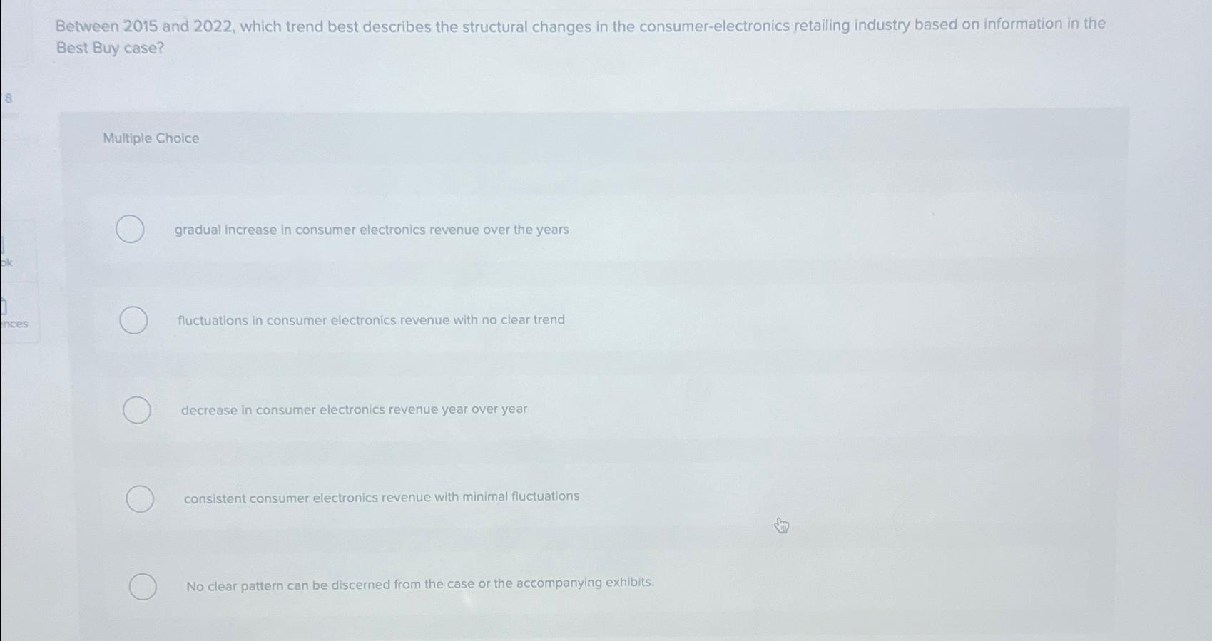  Between 2015 and 2022, which trend best describes the structural changes