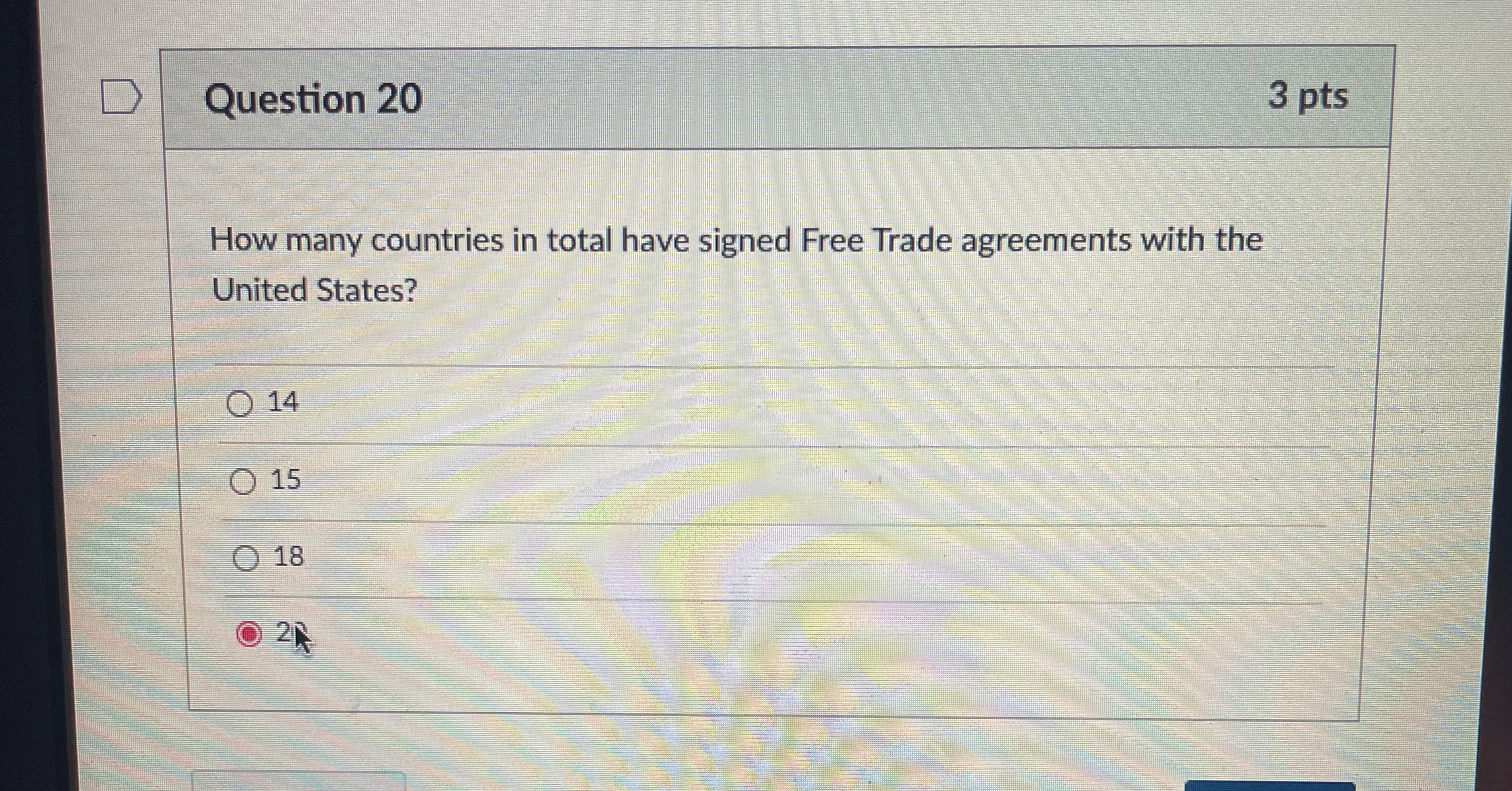  Question 20 3pts How many countries in total have signed Free