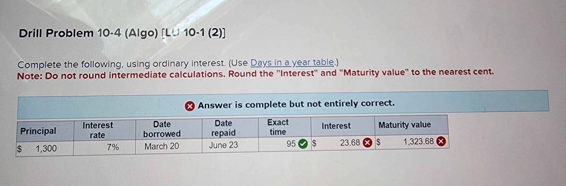  Drill Problem 10-4 (Algo) [LU 10-1 (2)] Complete the following, using