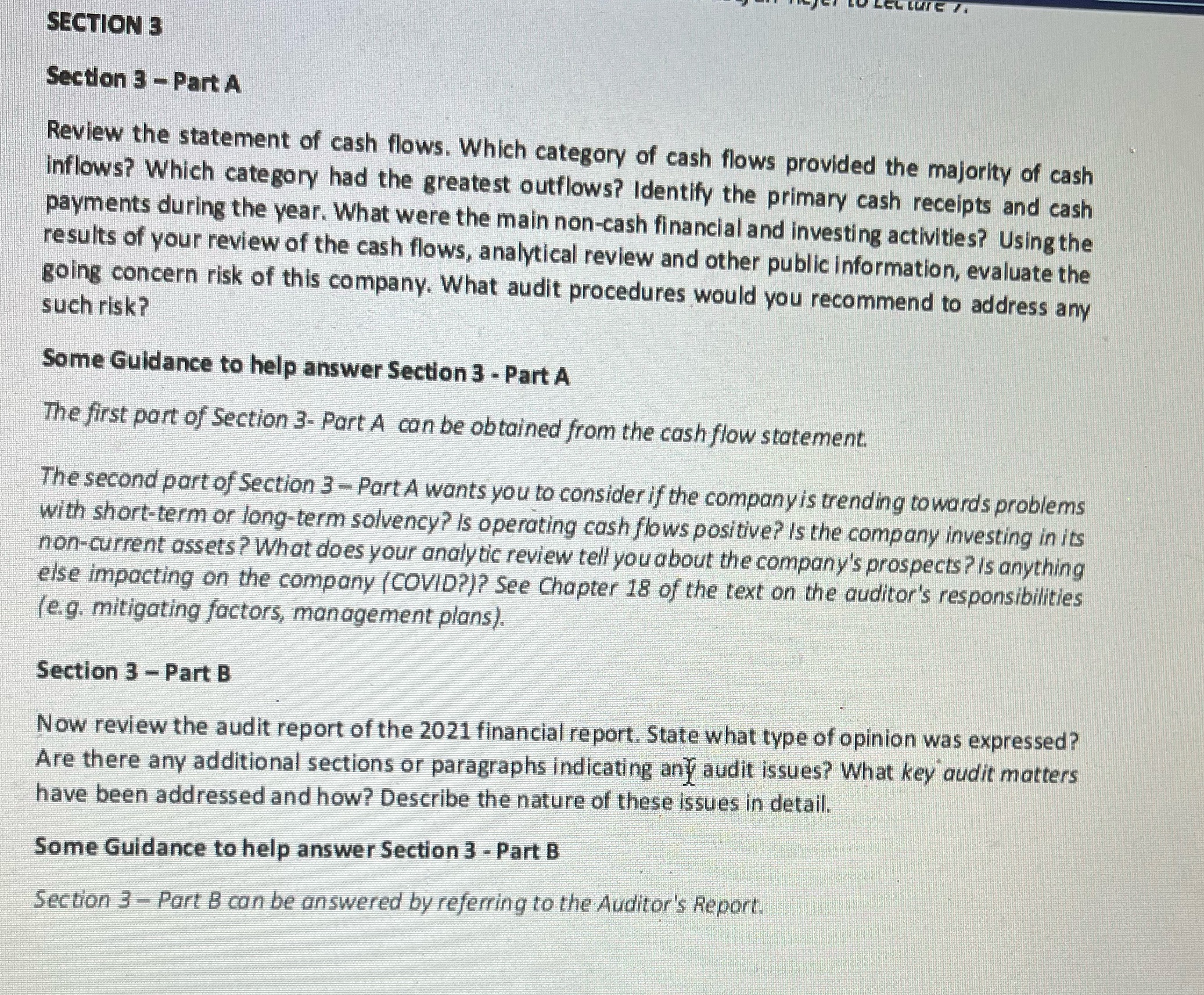 We should extract data from evolution mining company's data SECTION 3 Section