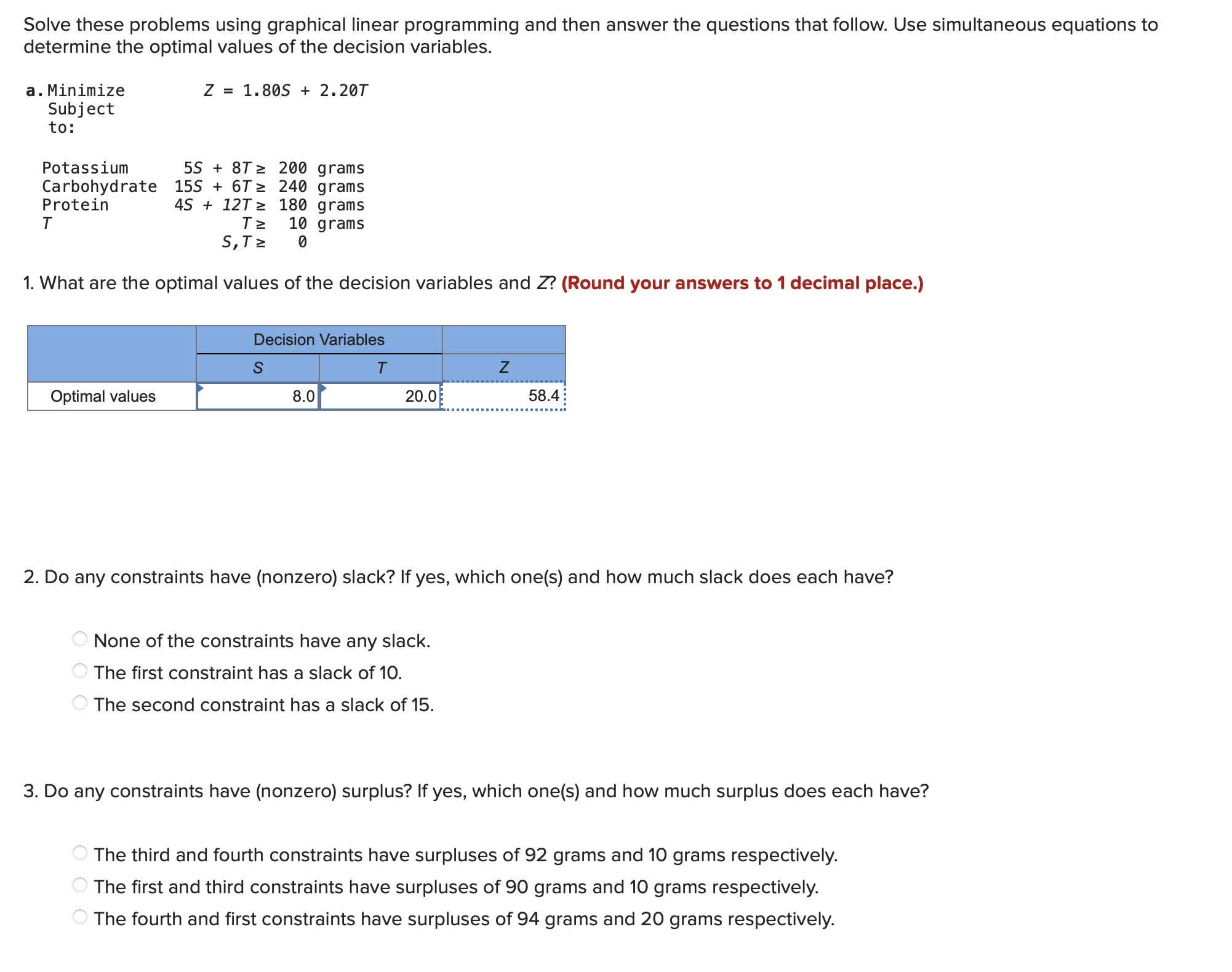  Solve these problems using graphical linear programming and then answer the
