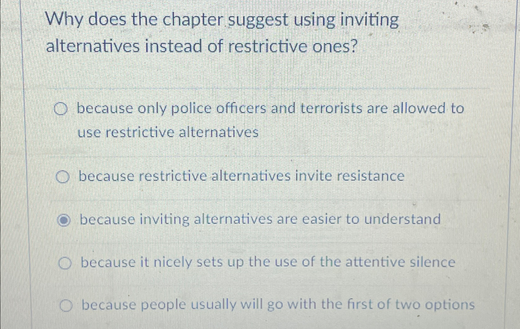  Why does the chapter suggest using inviting alternatives instead of restrictive