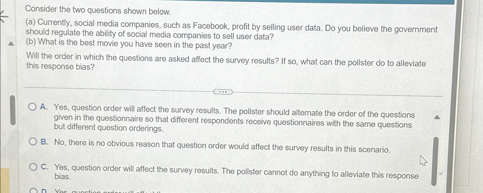  Consider the two questions shown below. (a) Currently, social media companies,