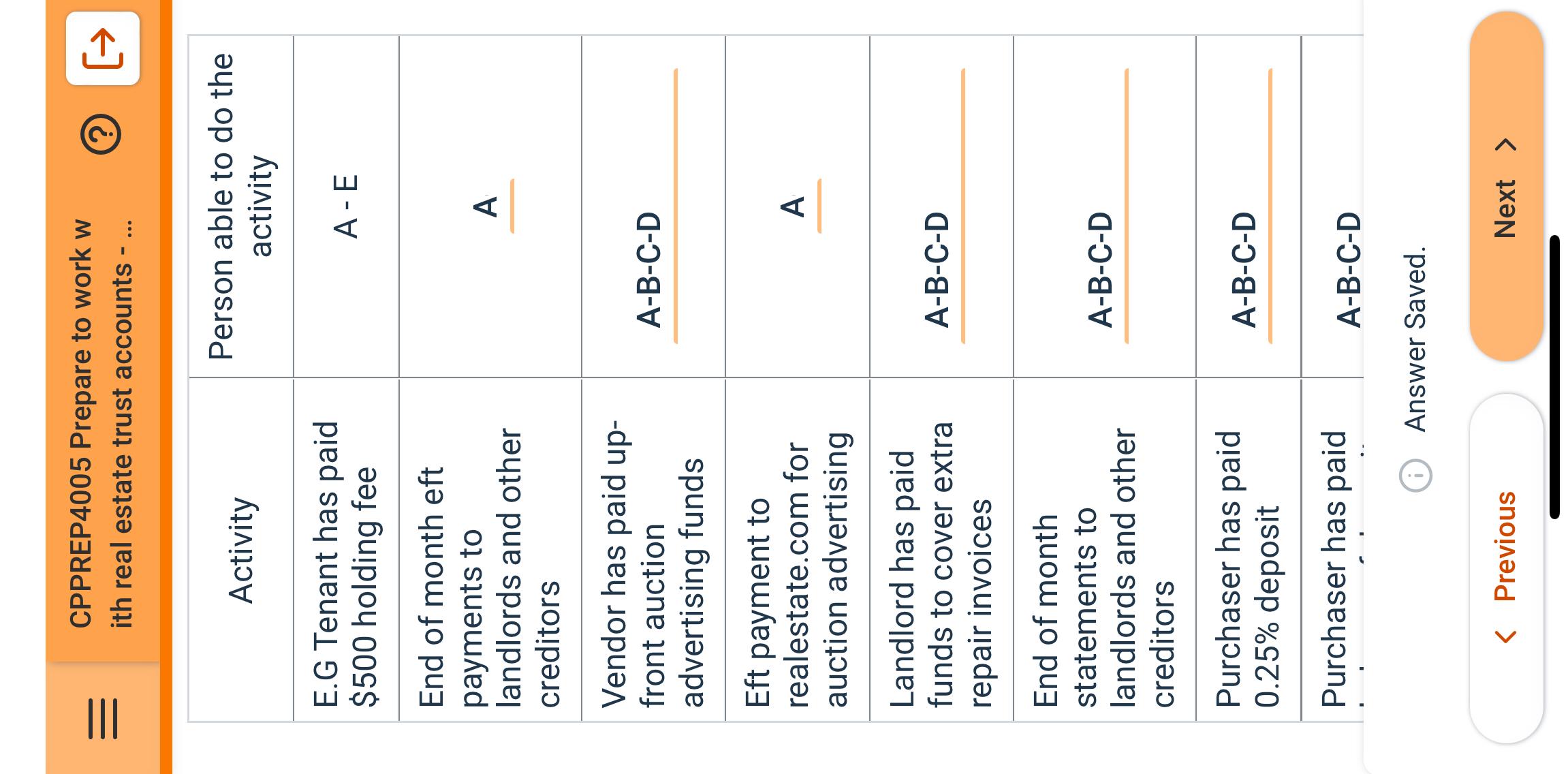  CPPREP4005 Prepare to work w ith real estate trust accounts -..