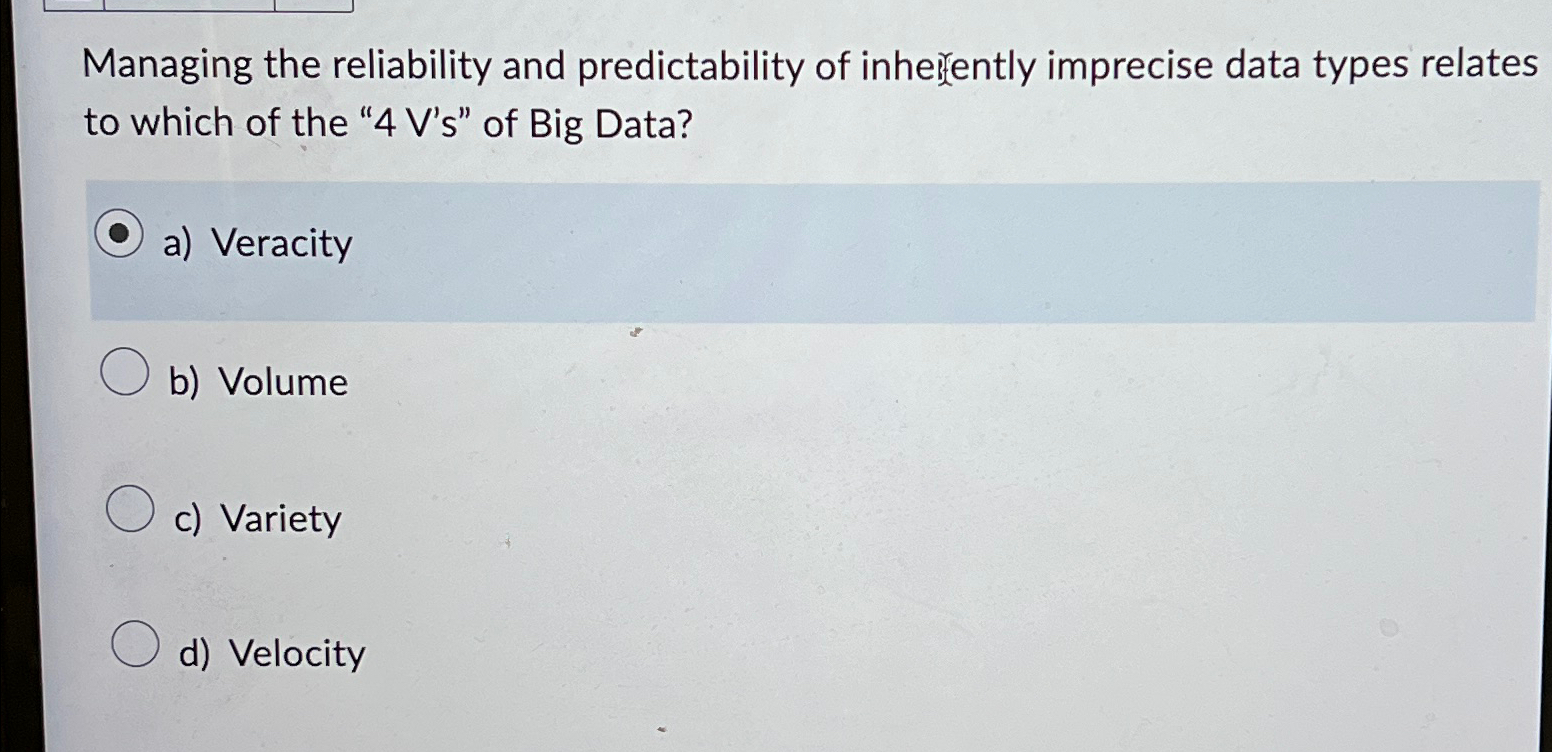  Managing the reliability and predictability of inherently imprecise data types relates