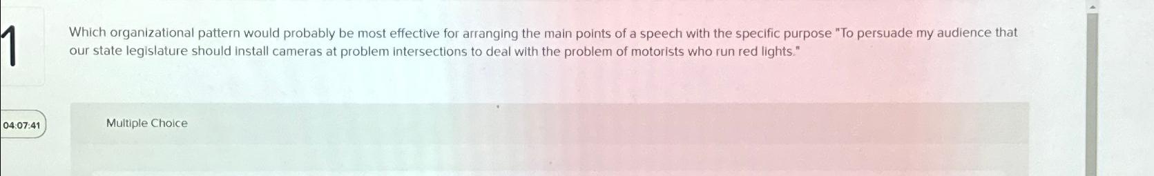  Which organizational pattern would probably be most effective for arranging the