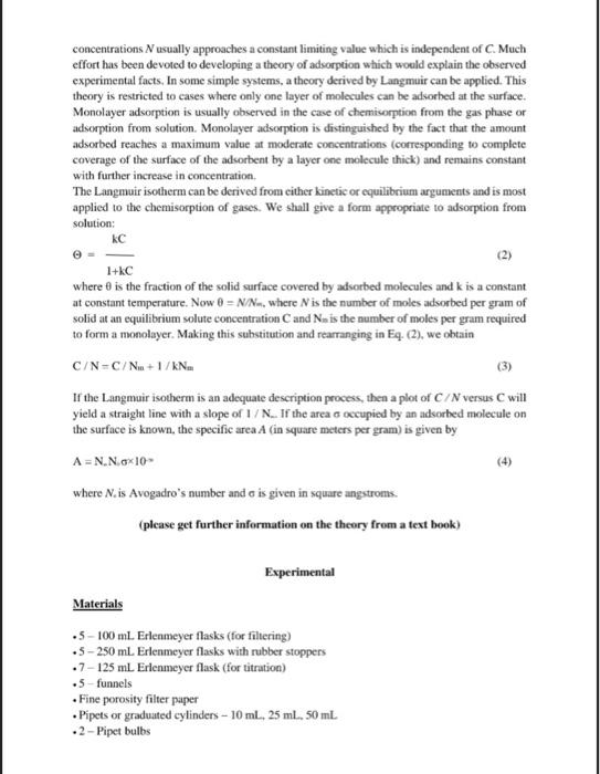 the leaflet. ADSORPTION FROM SOLUTION Introduction The term adsorption is used to
