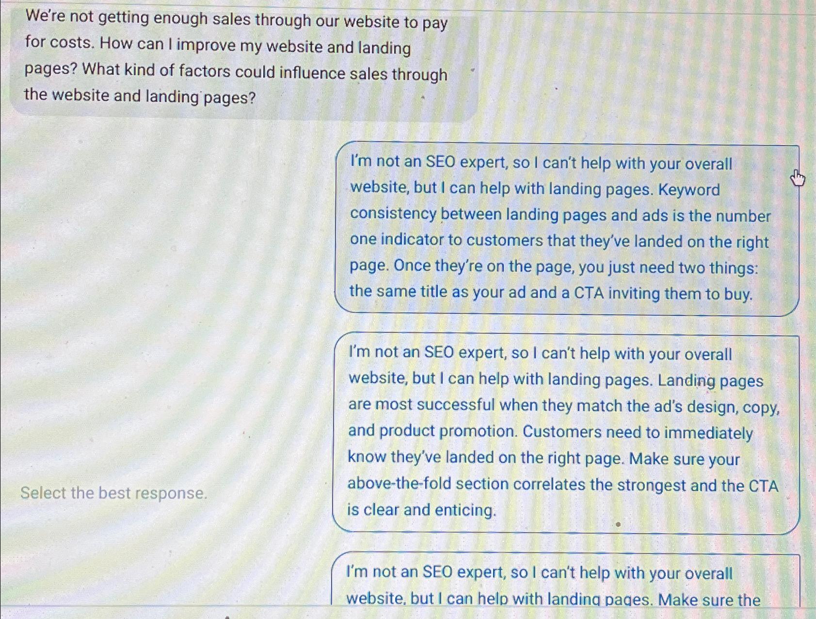  We're not getting enough sales through our website to pay for