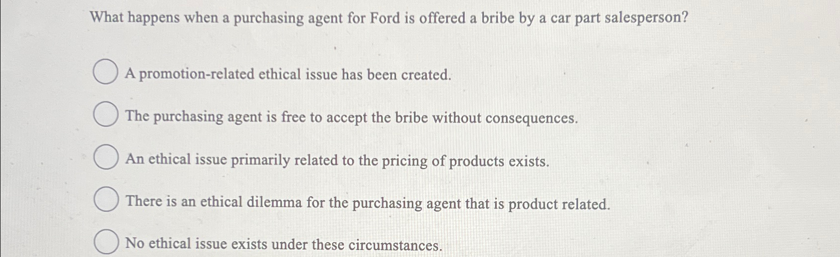  What happens when a purchasing agent for Ford is offered a