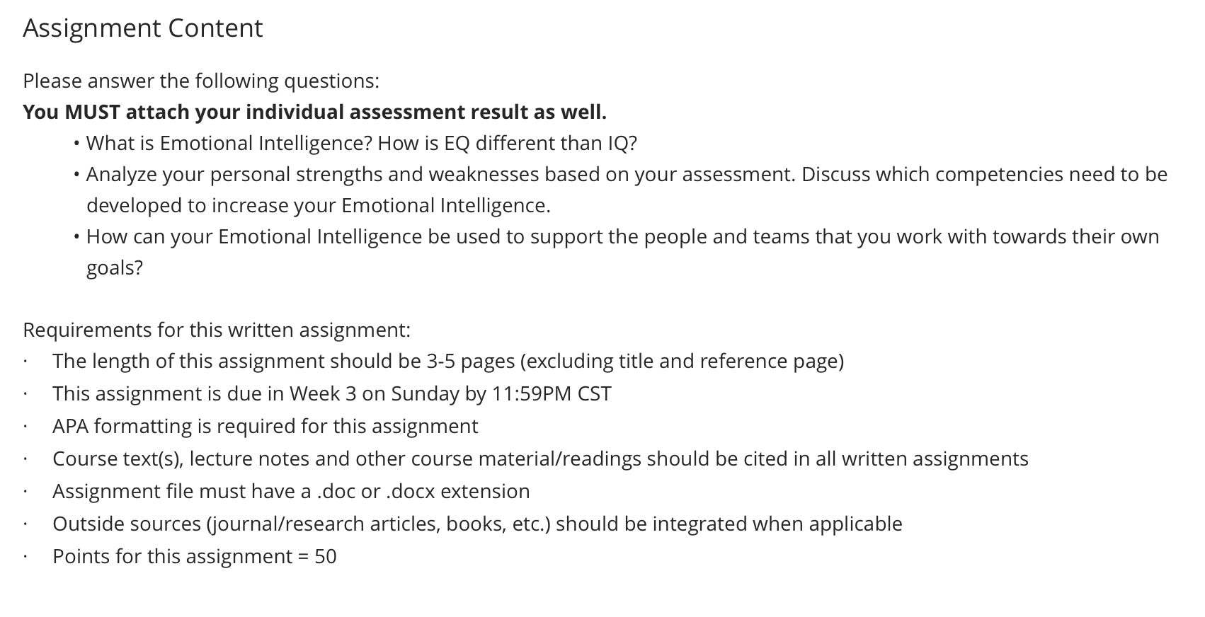 Assignment Content Please answer the following questions: You MUST attach your individual