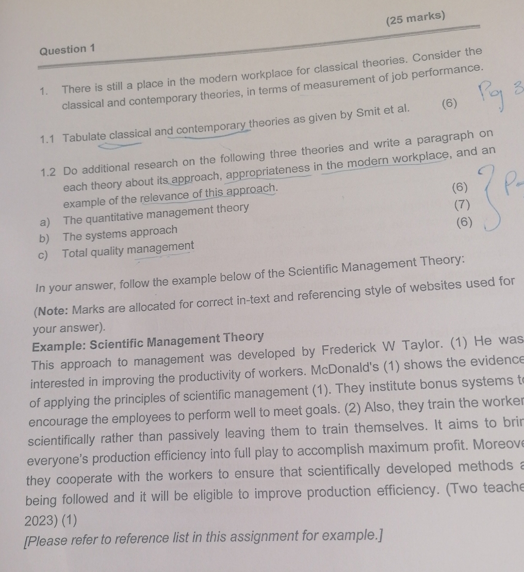  (25 marks) Question 1 There is still a place in the