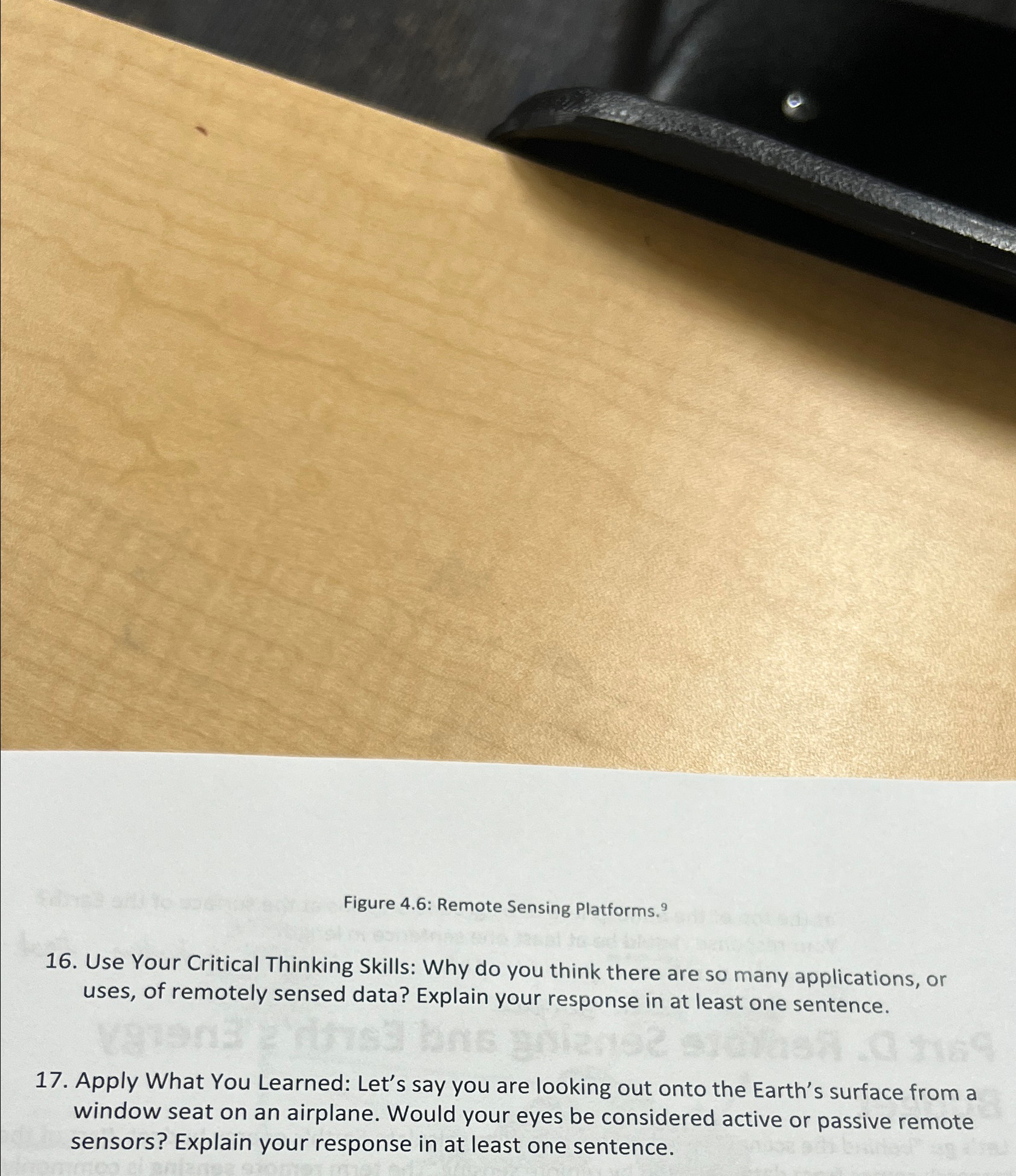  Figure 4.6: Remote Sensing Platforms. ?9 16. Use Your Critical Thinking