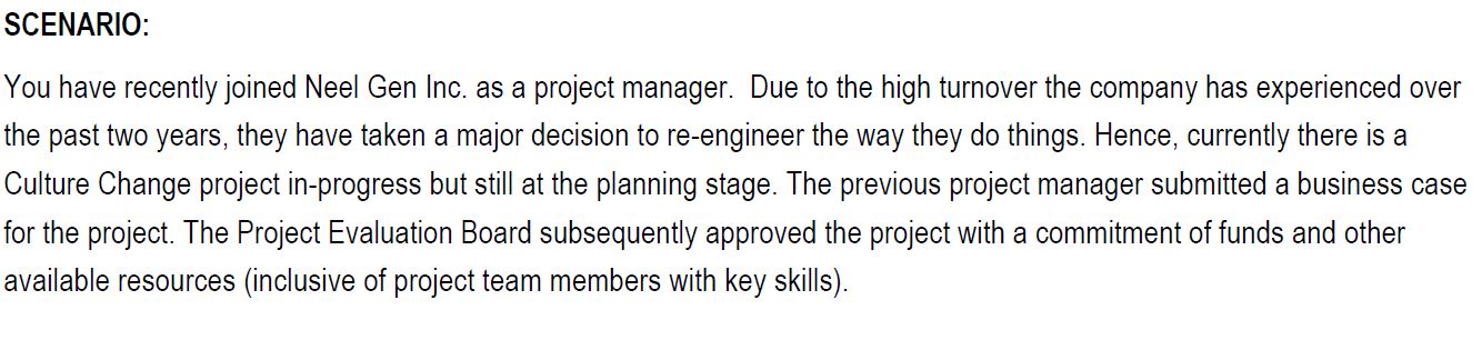 Use the following scenario and complete the Project scope statement for Neel