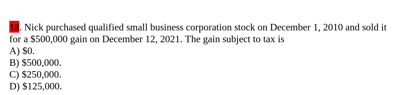 of Silver Corporation with a basis of $12,000 and a FMV of