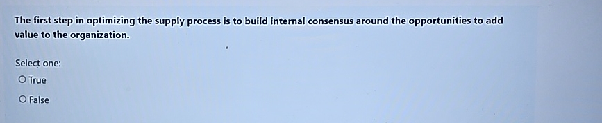  The first step in optimizing the supply process is to build