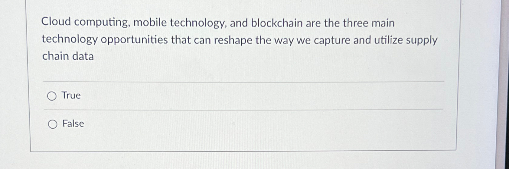  Cloud computing, mobile technology, and blockchain are the three main technology