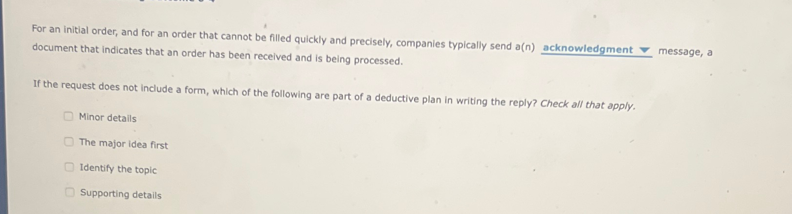  For an initial order, and for an order that cannot be