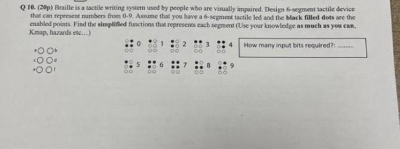  Q 10.(20p) Braille is a tactile writing system used by people
