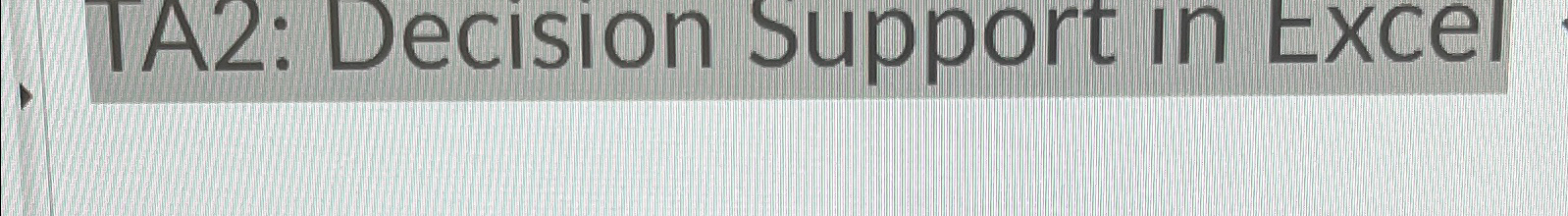  TA2: Decision Support in Excel 