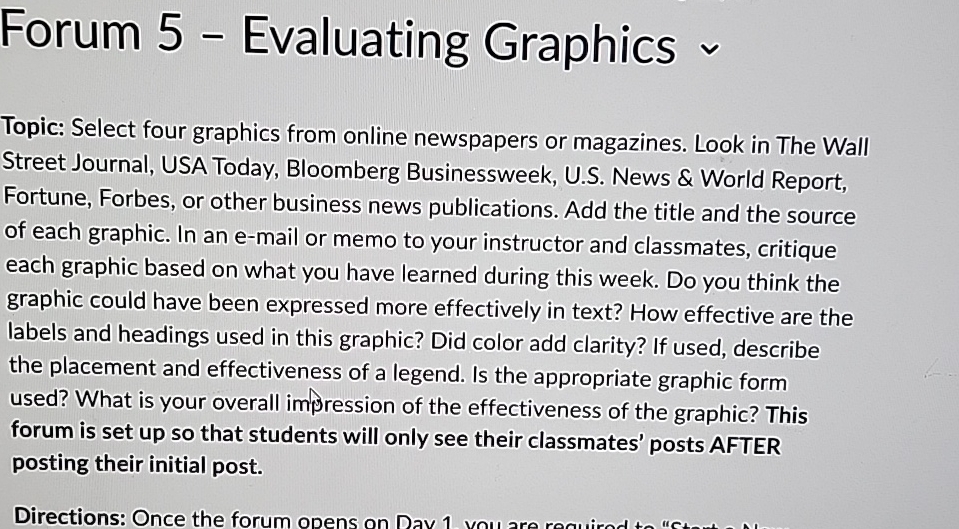  Forum 5- Evaluating Graphics Topic: Select four graphics from online newspapers