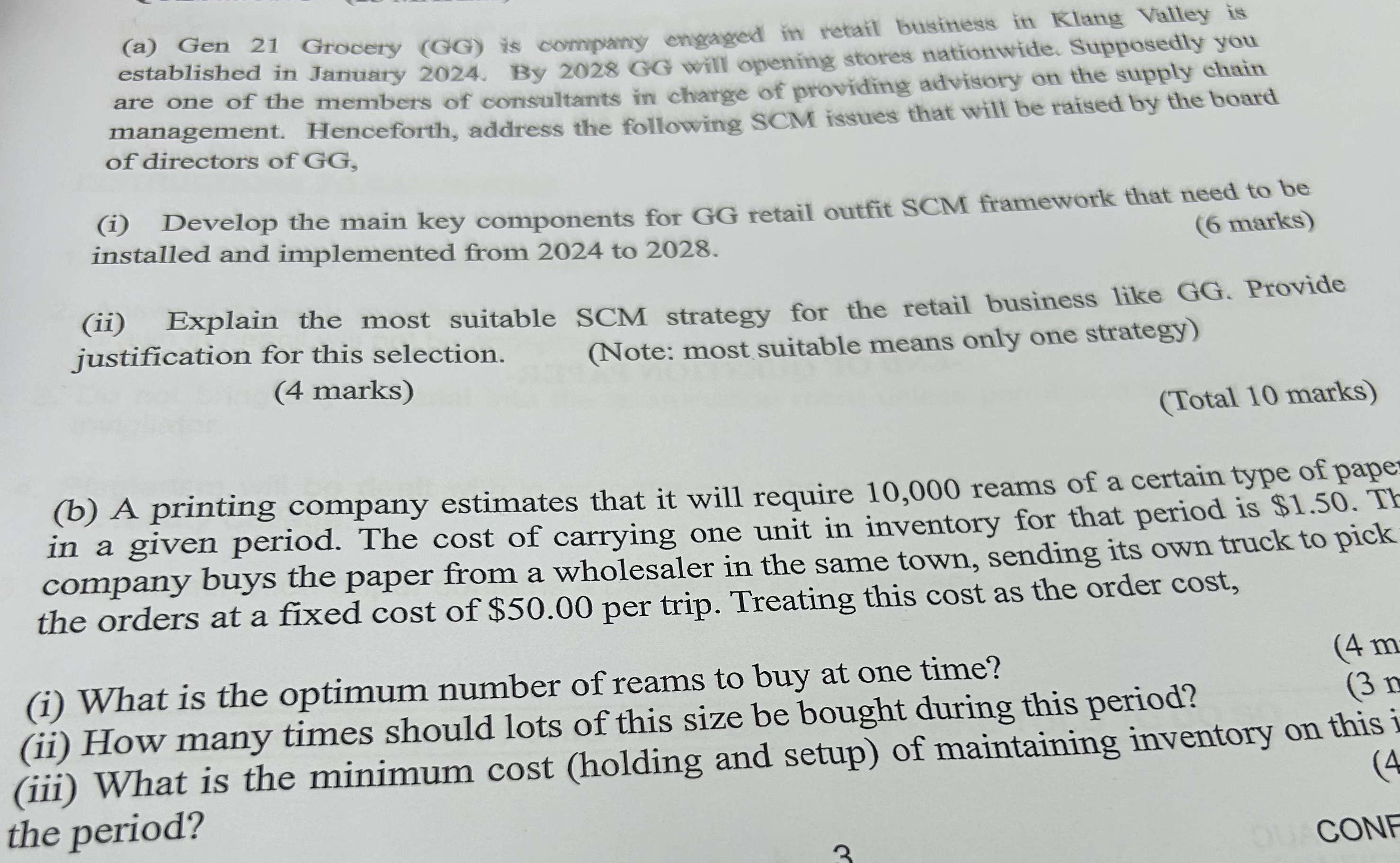  (a) Gen 21 Grocery (GG) is company engaged in retail busimess