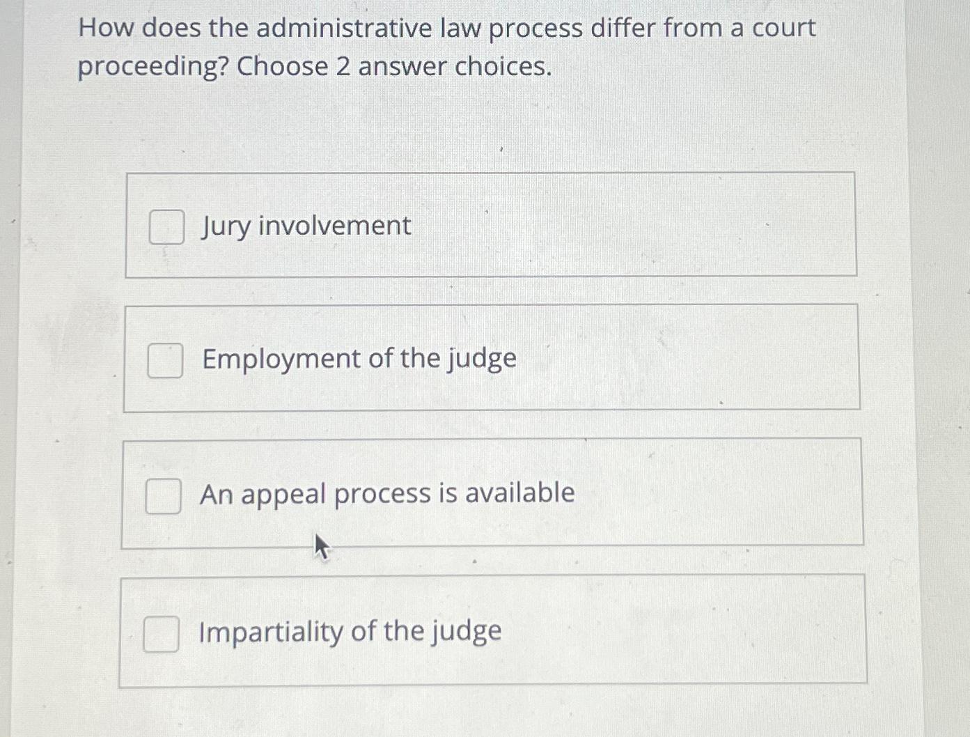  How does the administrative law process differ from a court proceeding?