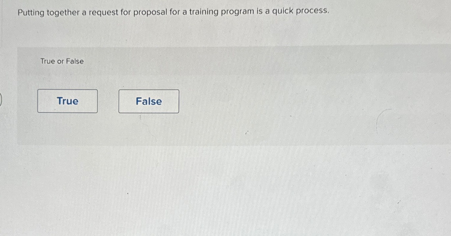 Putting together a request for proposal for a training program is