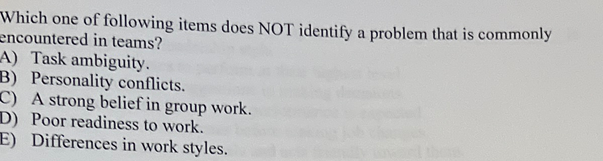  Which one of following items does NOT identify a problem that