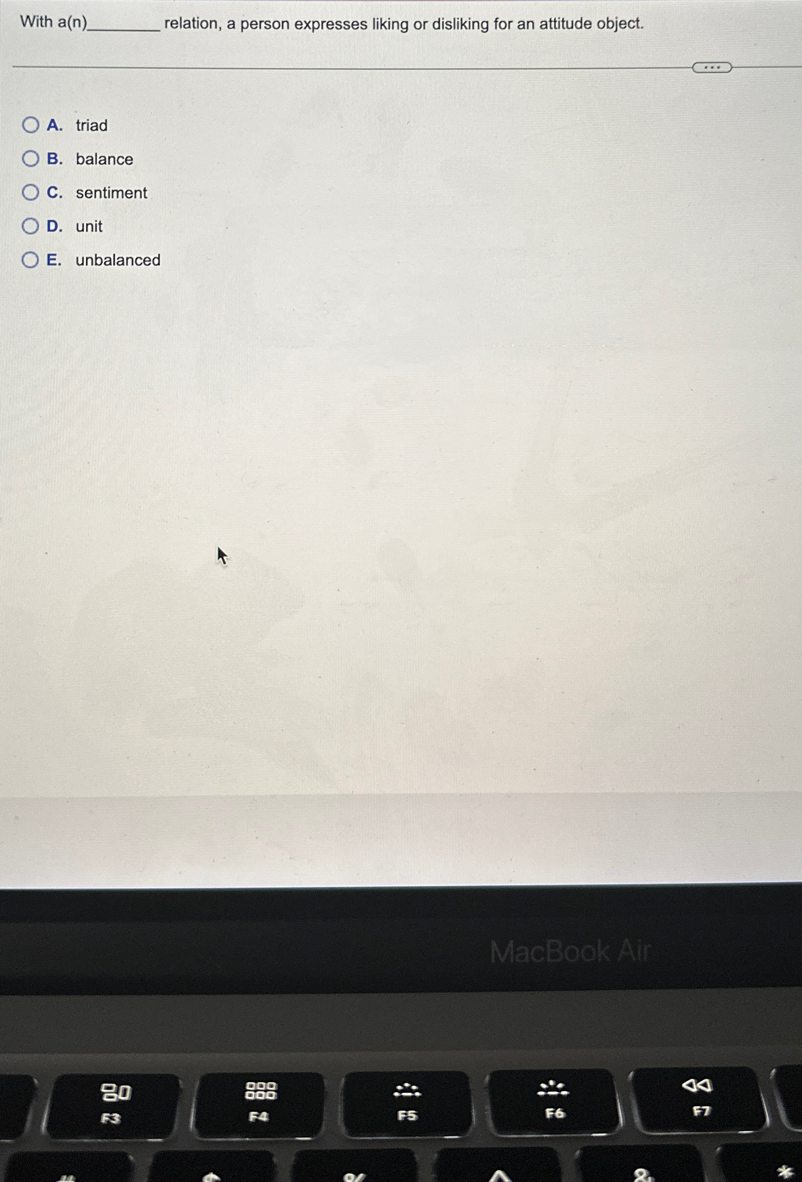  With a(n) relation, a person expresses liking or disliking for an