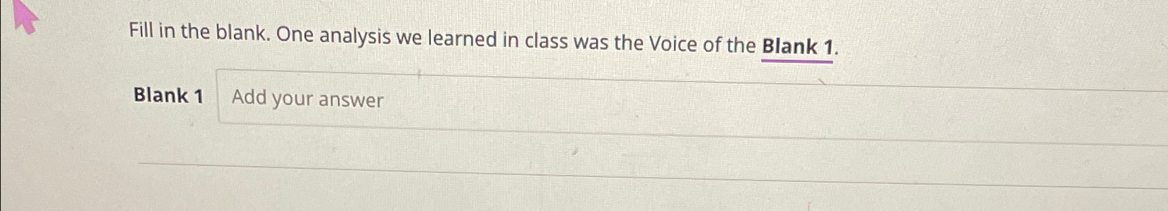  Fill in the blank. One analysis we learned in class was